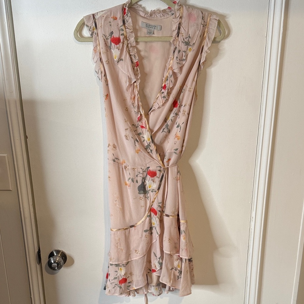All Saints Soft Pink Ruffle Blouse